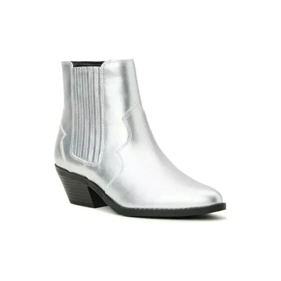 No Boundaries Shoes - No Boundaries Womens Booties Bling Western Studded Zipper sllver NWT
